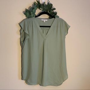 Chaus New York Olive Polyester Top, SZ M